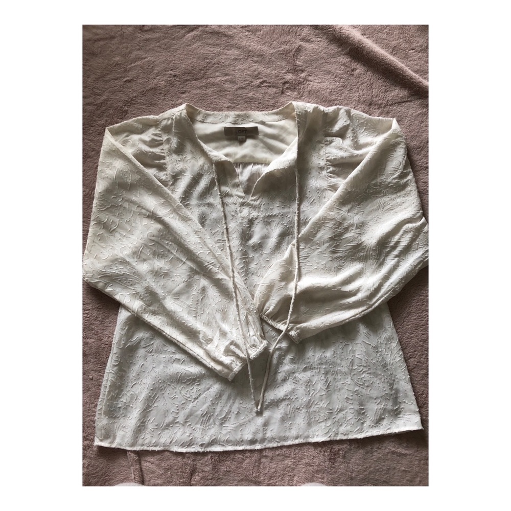 LOFT | Off-White Peasant Top